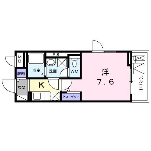 グランジュテ舟木(1K/4階)の間取り写真