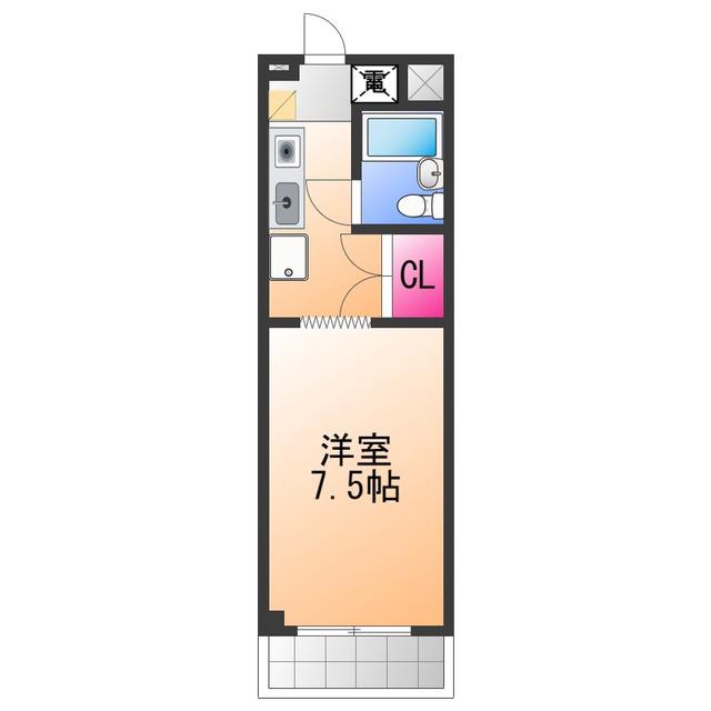 アビヨンKAB1(1K/3階)の間取り写真