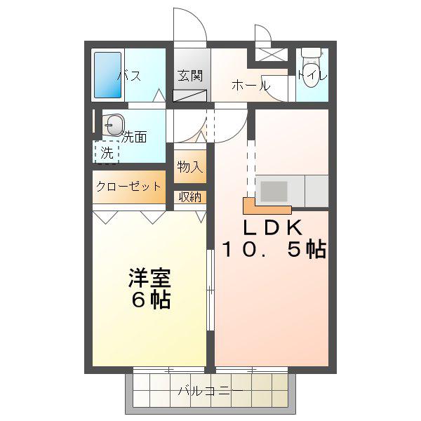 メソン・ド・ベルB棟(1LDK/2階)の間取り写真