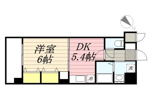 グロースメゾン博多山王(1DK/8階)の間取り写真