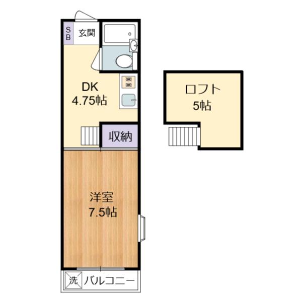雅17ワイズ(1DK/2階)の間取り写真