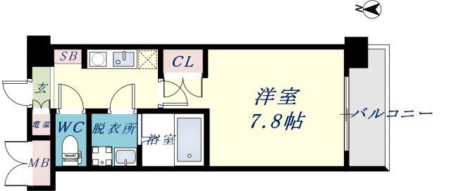 CASSIA高井田NOUTHCOURT(1K/3階)の間取り写真