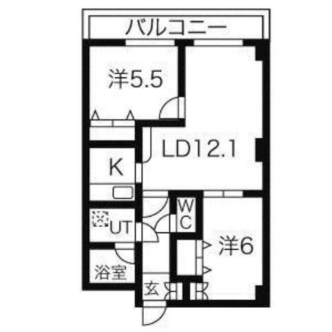 アルパ琴似(2LDK/2階)の間取り写真