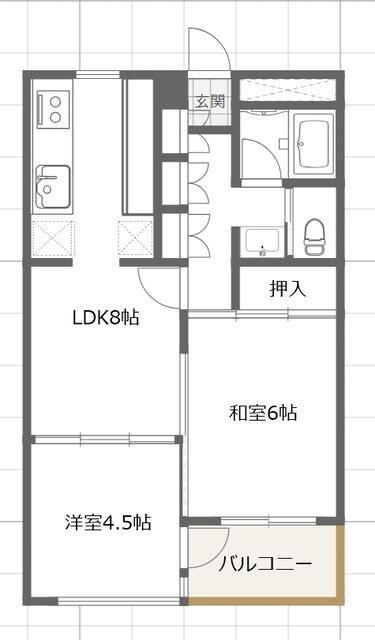 アーバン祖師谷(2LDK/1階)の間取り写真