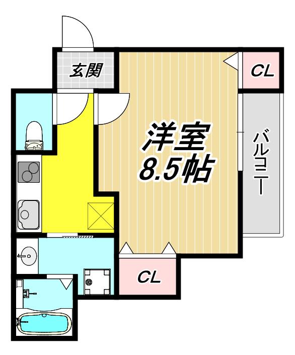 フジパレス阪急園田駅北III番館(1K/2階)の間取り写真