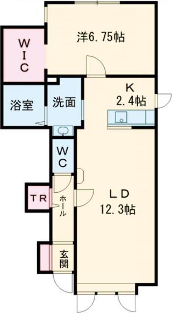 滝川東町1MS C(1LDK/1階)の間取り写真