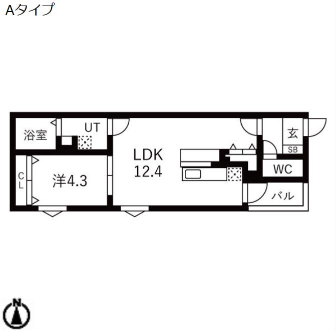 BC生駒C(1LDK/3階)の間取り写真