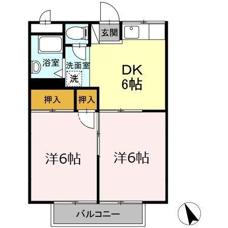 コーポ秋田(2DK/1階)の間取り写真