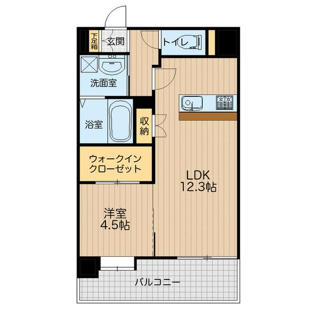 EMIUS新屋敷(1LDK/2階)の間取り写真