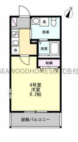 THE SUITE 横浜六浦(1K/3階)の間取り写真