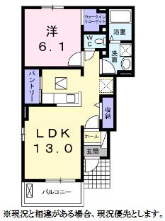 ハーベスト 餅田(1LDK/1階)の間取り写真