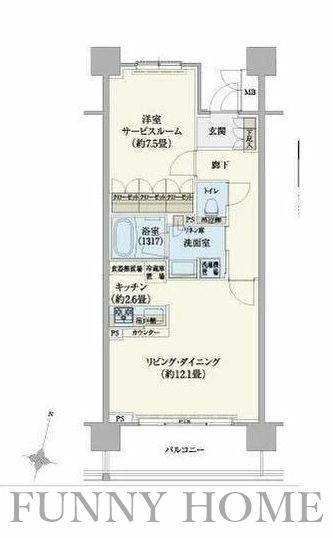 リージア経堂テラスガーデン(1LDK/2階)の間取り写真