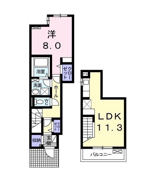 エムセレーノB(1LDK/1階)の間取り写真