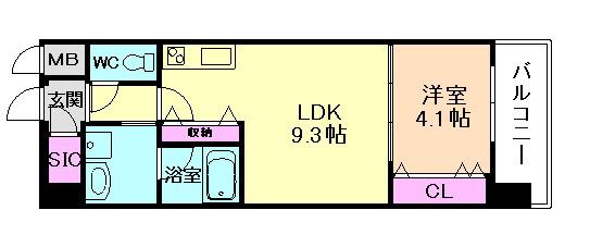 スプランディッドVIII(1LDK/7階)の間取り写真