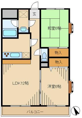 グランドヒルズ弐番館(2LDK/3階)の間取り写真