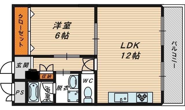 エルプラド京橋(1LDK/10階)の間取り写真