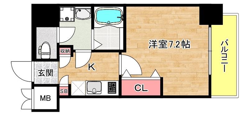 ファーストフィオーレ九条III(1K/13階)の間取り写真