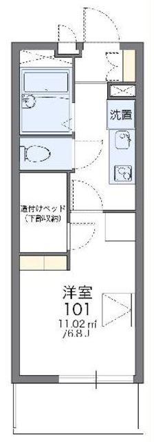 レオパレスルーエンハイムII(1K/1階)の間取り写真