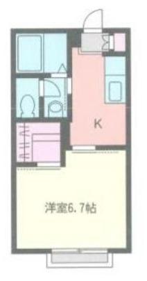 ヴェルデ玉川学園B(1K/2階)の間取り写真