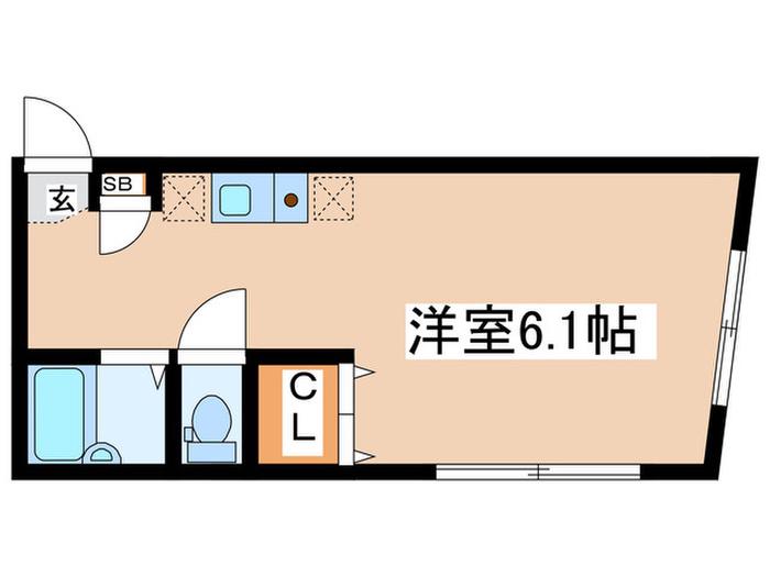 グルクスハイム(ワンルーム/1階)の間取り写真
