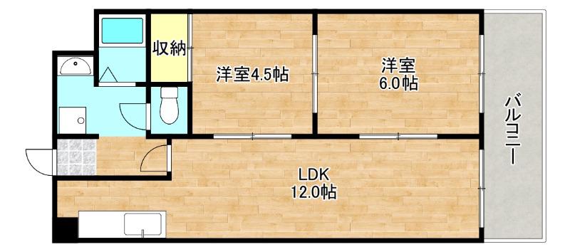 グランドピア都(2LDK/5階)の間取り写真