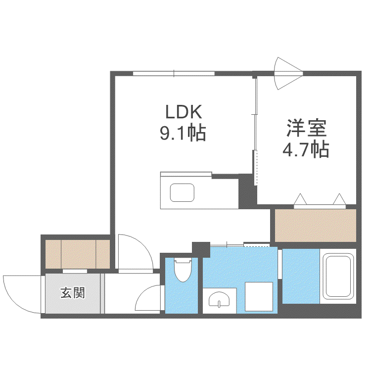 RUMO LUEB(1LDK/2階)の間取り写真