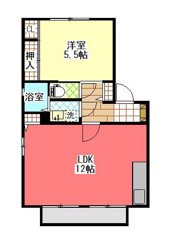 カルティエ弐番館 A棟(1LDK/2階)の間取り写真