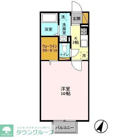 シャルドネB棟(1K/2階)の間取り写真