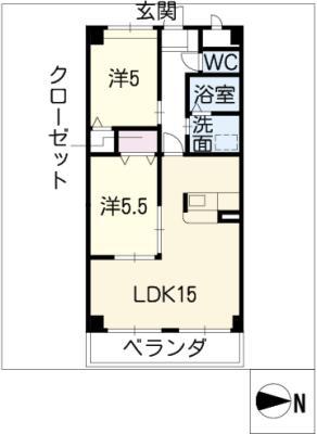 マーヴェラス(2LDK/4階)の間取り写真