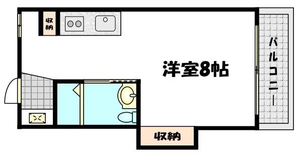紫野ハイツ(ワンルーム/2階)の間取り写真