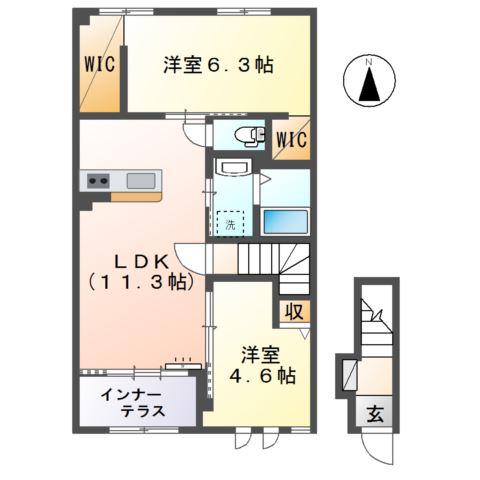 ピュア・スリーリング(2LDK/2階)の間取り写真