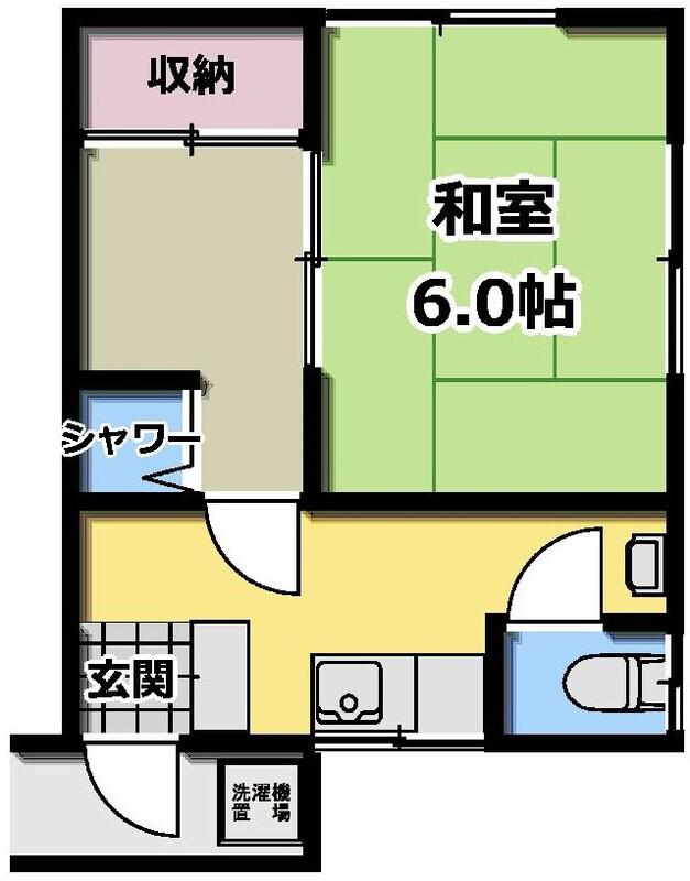 有明荘(1K/2階)の間取り写真