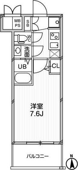 エグゼ天神橋(1K/2階)の間取り写真