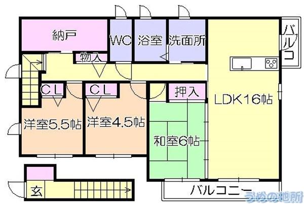 ドーマ櫛原(3LDK/2階)の間取り写真