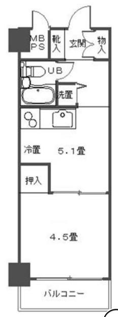 ダイアパレス生麦第3(1K/11階)の間取り写真