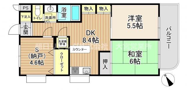ビューパレー桶川東(3DK/4階)の間取り写真