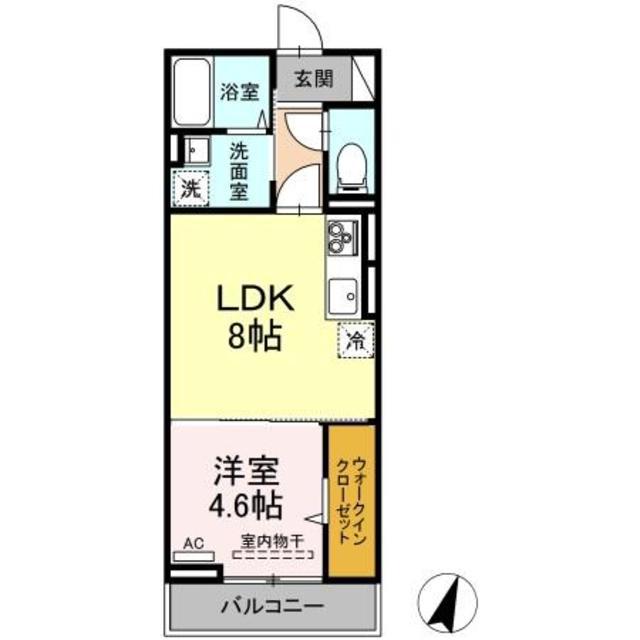 DーPREMIER大学南(1LDK/2階)の間取り写真