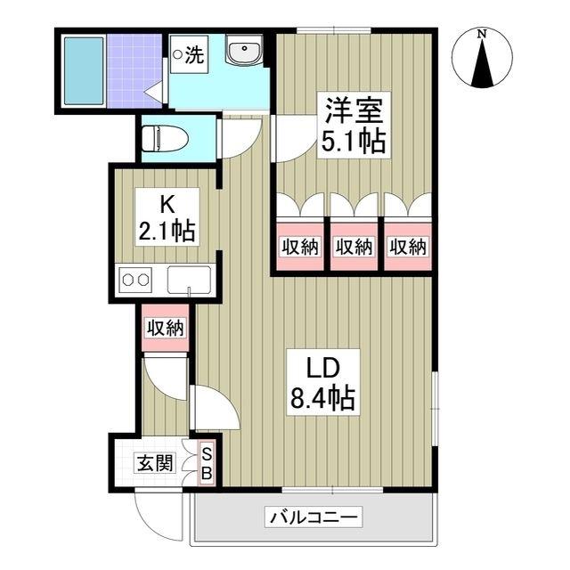 ラ・メール城脇A(1LDK/1階)の間取り写真