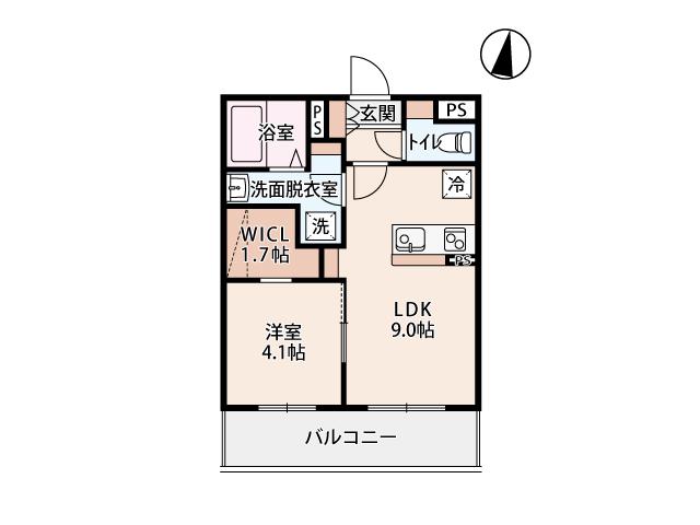 ソラーナ岡谷B(1LDK/4階)の間取り写真