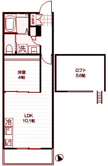 FENICE HAKURAKU(1LDK/2階)の間取り写真