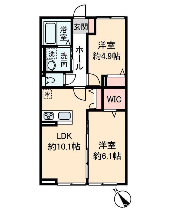 ハイムメゾン新狭山B(2LDK/1階)の間取り写真