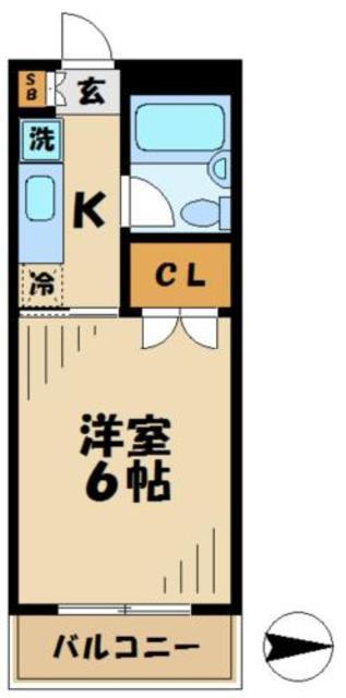 ニューハイム井上(1K/2階)の間取り写真