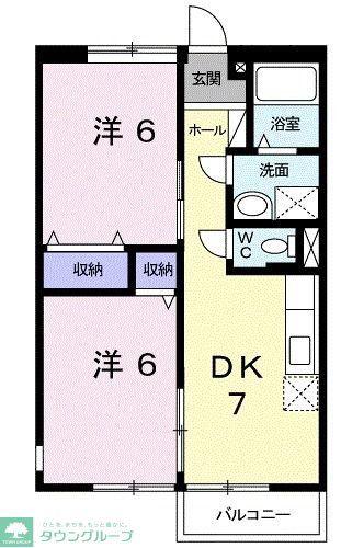 カーサ北本(2DK/2階)の間取り写真
