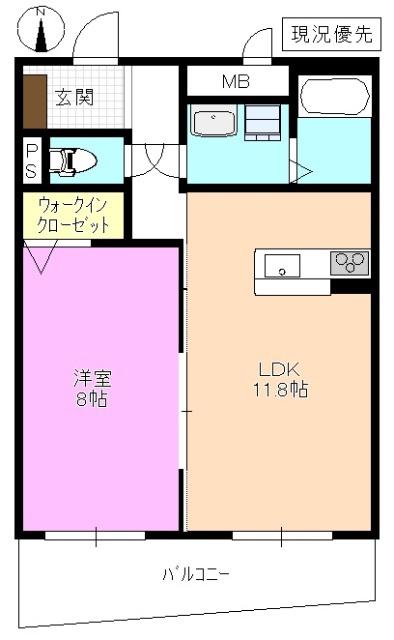 ソフィア・善光寺下(1LDK/1階)の間取り写真