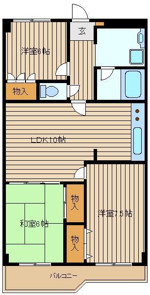シャイニーハウス(3LDK/3階)の間取り写真