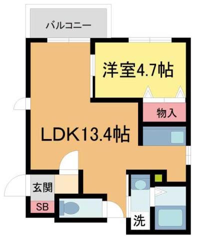 リタ・フレール一番町(1LDK/2階)の間取り写真