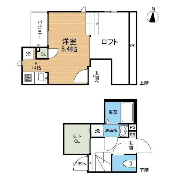 CB南熊本ライト(ワンルーム/2階)の間取り写真