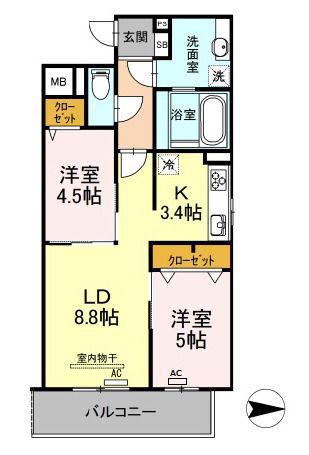 DIMORARE(2LDK/4階)の間取り写真