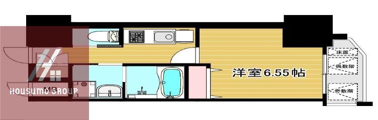 クローバー・グランツ弁天町(1K/9階)の間取り写真