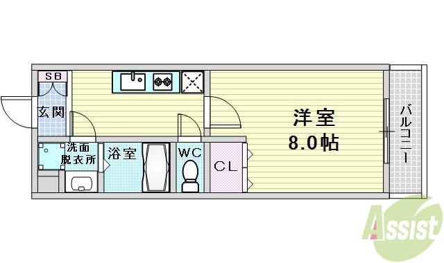 コンセルト片山(1K/2階)の間取り写真